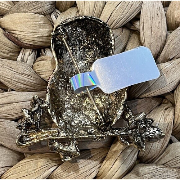 DESIGNER STYLE CRYSTAL RUBY RED RHINESTONE OWL BIRD BROOCH - Picture 6 of 8